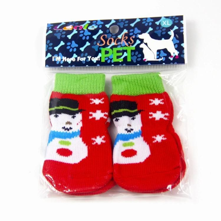 Pet Socks Christmas Snowflake Dog Socks Kitten Dog Belt Slip Resistant Dirty Knee Socks