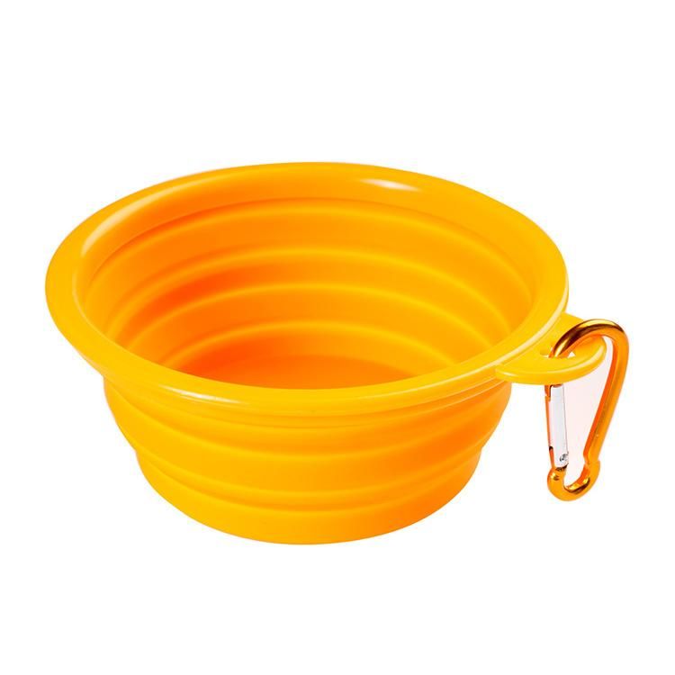 Portable Travel Water Food Single Ear Folding Collapsible Pet Silicone Dog Slow Feed Bowl Pet Dog Bowl