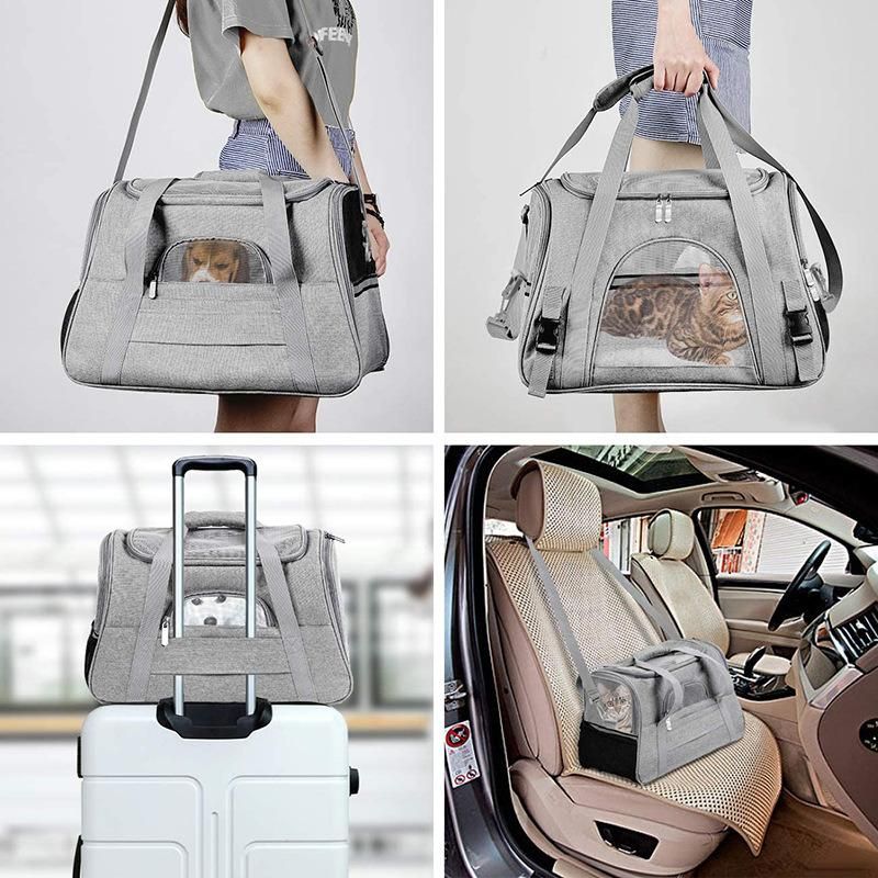 Expandable Breathable Pet Travel Carrier Bag Airline Approved Cat Carrier Pouch