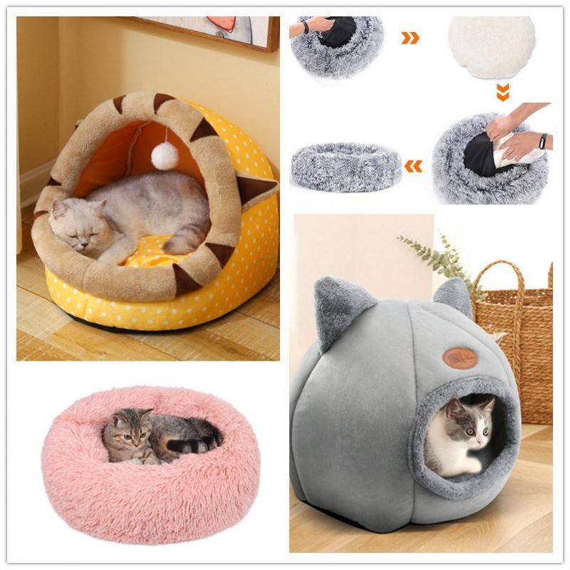 Custom Eco Friendly Warm Washable Luxury Cute Felt Home Cave Nepal Wool House Pet Cat Bed