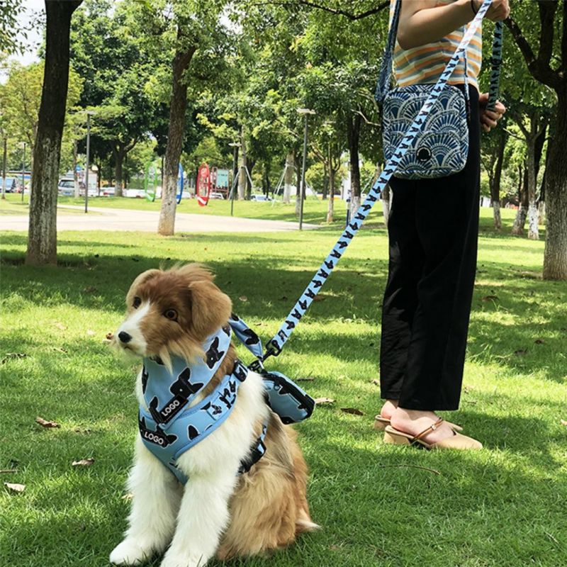 Custom Adjustable No Pull Neoprene Waste Pet Pouch Training Luxury Dog Treat Bag Dog Harness Set