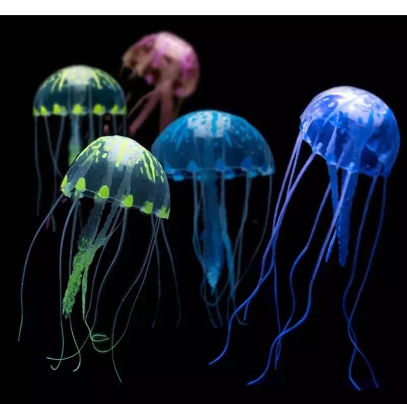 Artificial Glowing Effect Jellyfish Colorful Fish Tank Aquarium Decor Ornament