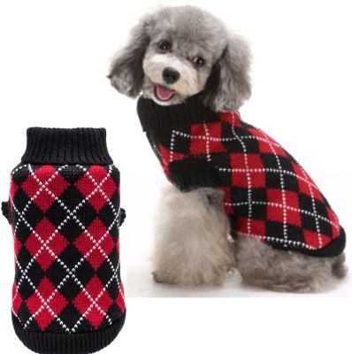 Dog Argyle Sweater Knitted for Small Doggie Puppy Cat Small