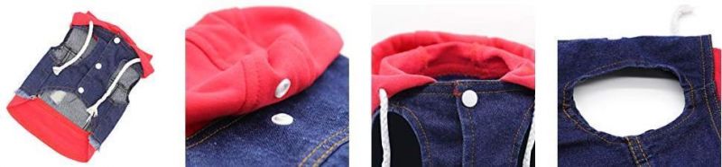 Dog Jeans Hoodie Cool Blue Denim Coat for Small Medium Dogs
