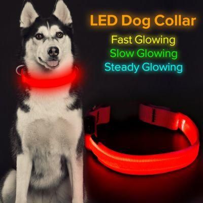 Nylon Webbing LED Collar Rechargeable Pet Collar