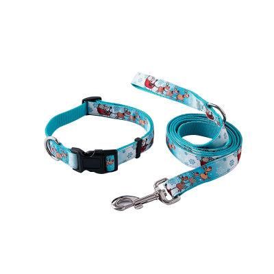 Soft Adjustable Heat Transfer Santa Claus Christmas Style Custom Dog Collars and Leashes//