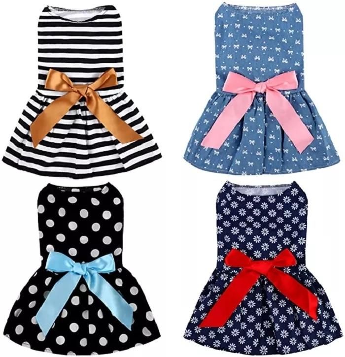 Wholesale Nice Dog Dress Clothes Princess Lovely Bow Puppy Dress Polka DOT Pet Apparel Dog Dress Clothes