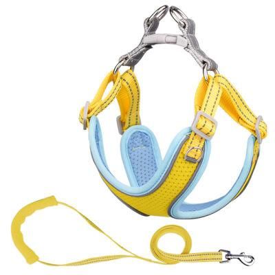 Fashionable Style Two Colors Combination Dog Harness Set Breathable Pet Harness