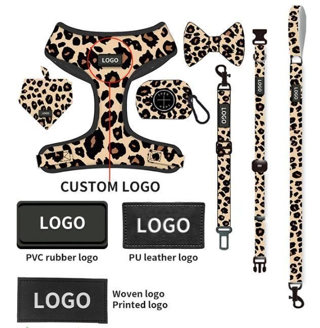 2022 Custom Pattern Private Label Pet Supplier Neoprene Dog Harness Reversible Dog Harness Set with Matching Collar Leash Set