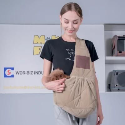 Dog and Cat Sling Carrier, Adjustable Padded Shoulder Strap, with Zipper Pocket for Outdoor Travel