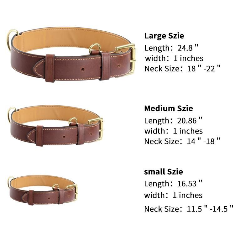 High Quality Leather Luxury Customized Logo Genuine Dog Training Collar Natural Leather Personalized