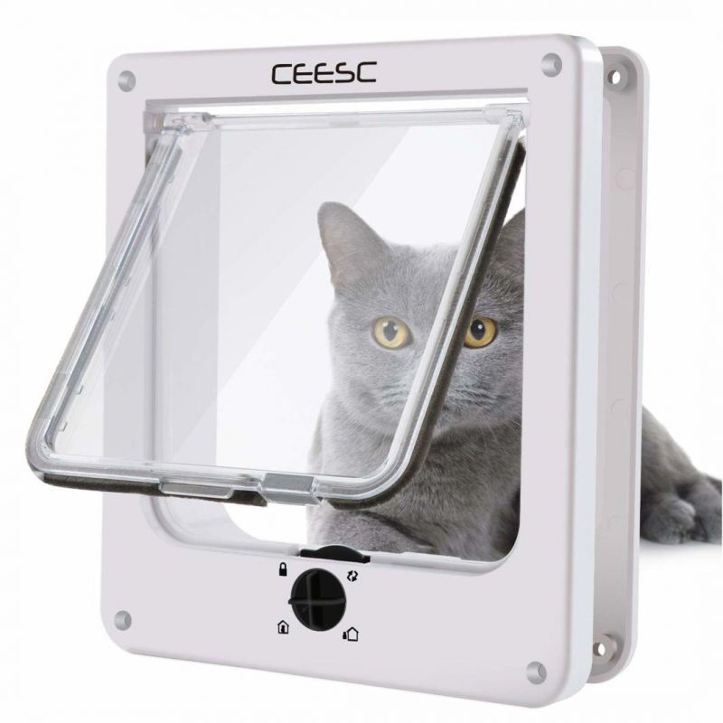 in Stock OEM ODM Pet Products Easy Install Exclusive Entry Cat Door Cat Door 4-Way Locking Cat Flap