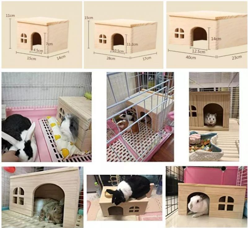 Small Animals natural wooden chewing toys Wood Hamster House Cage rabbit hutch