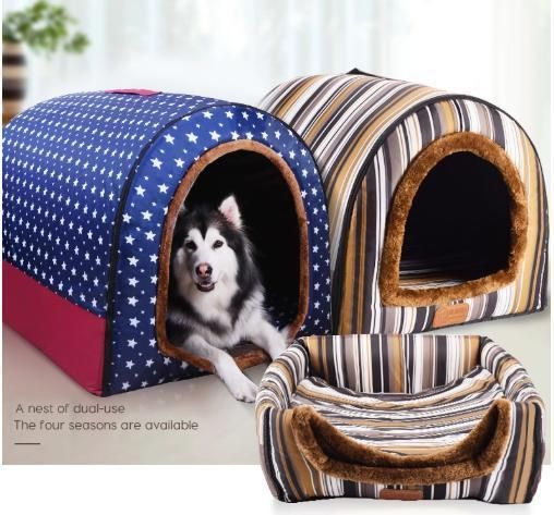 Drop Ship Warm Dog House Soft Foldable Pet Dogs Bed for Puppy Large Medium Travelling Portable Kennel Orthopedic Pet Supplies