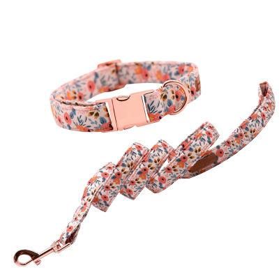 Hot Sale Luxury Dog Collar and Leash Set Wholesale Floral Nylon Personalized Dog Collar