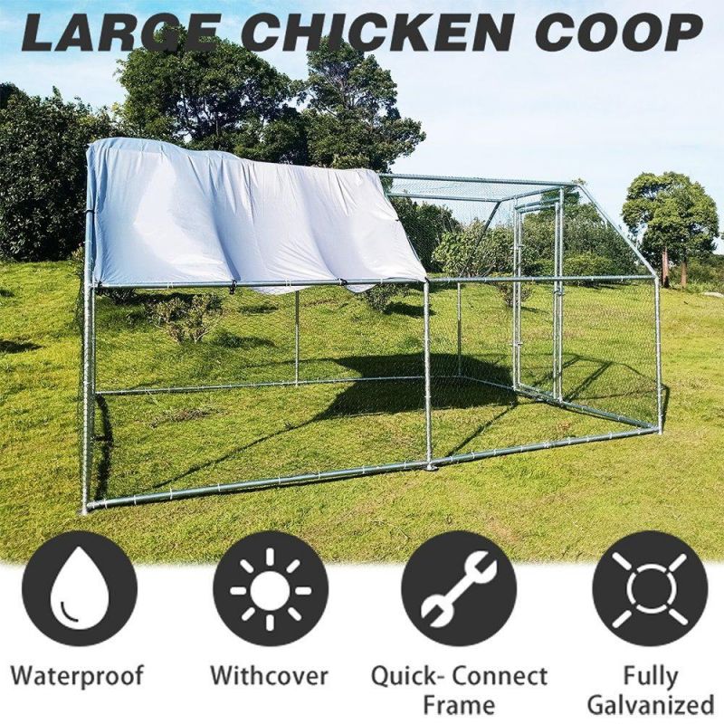 9.2*12.5 FT Walk in Metal Hen Cage Large Chicken Coop Rabbit Hutch Enclosure