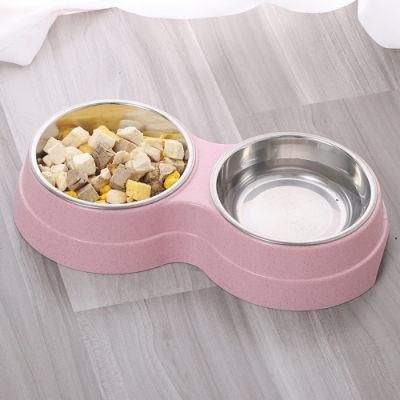 Dog Double Bowl Food Water Pets Drinking Dish Feeder Pets Supplies Dogs Bowl