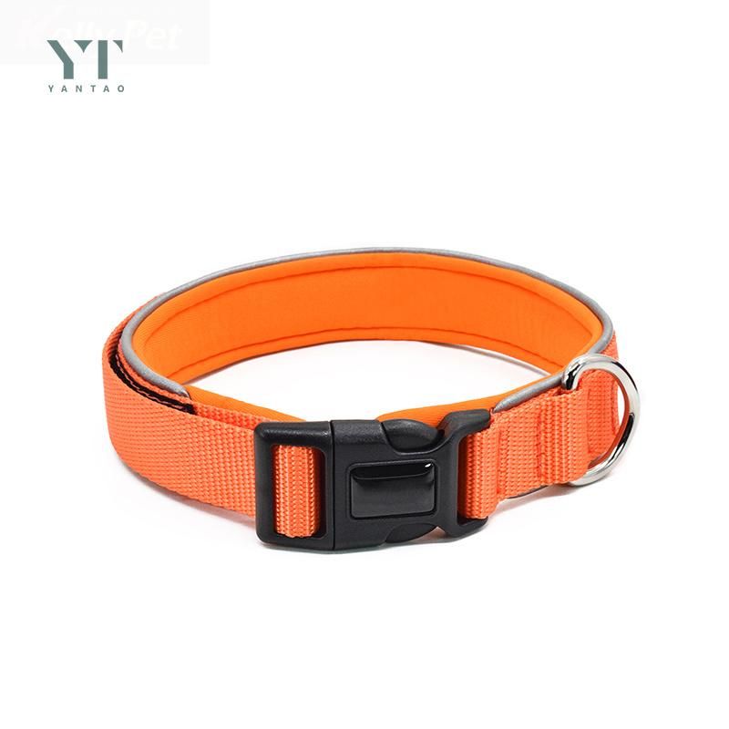 Manufacturer Custom Soft Neoprene Padded Adjustable Reflective Lock Nylon Dog Training Collar with 6 Colors