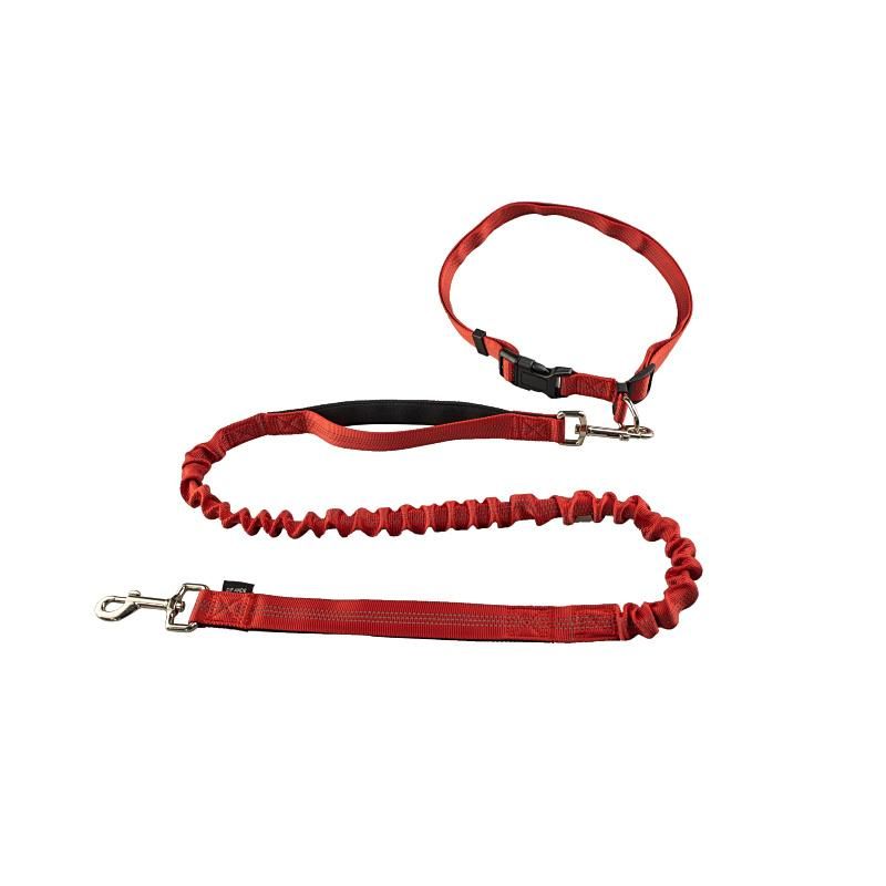 Hand Free Dog Leash with Adjustable Waist Bag Retractable Reflective Stitching Leash for Running Walking Hiking Jogging