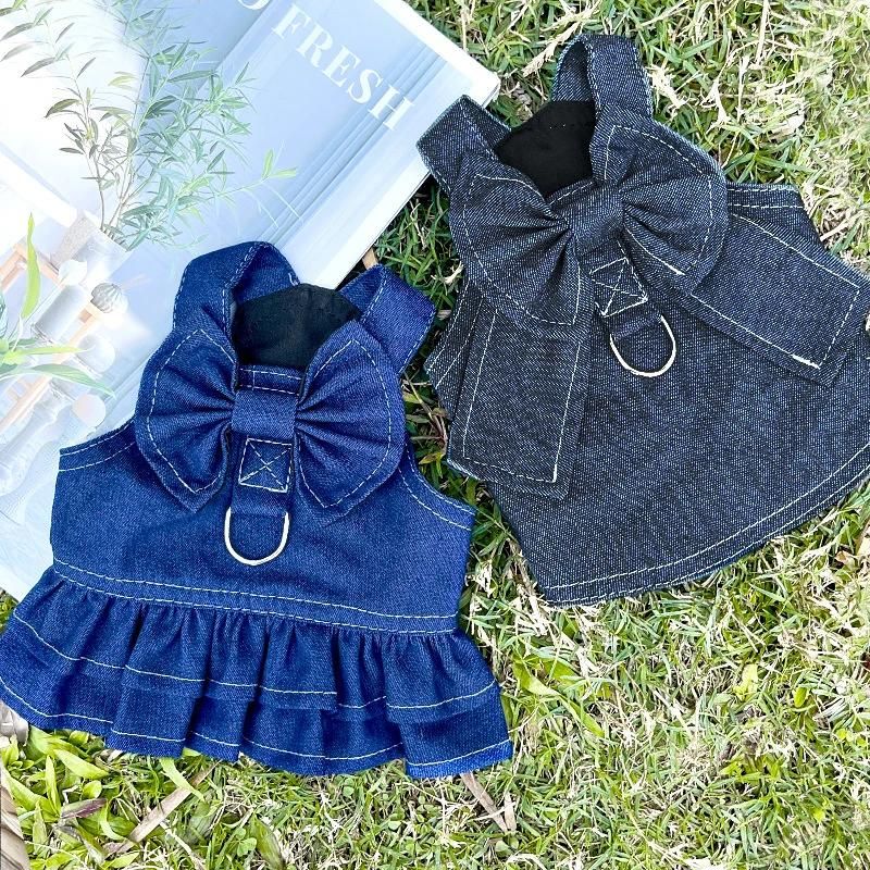 Popular Pet Jeans Dress Pup Leash Dog Vest Harness