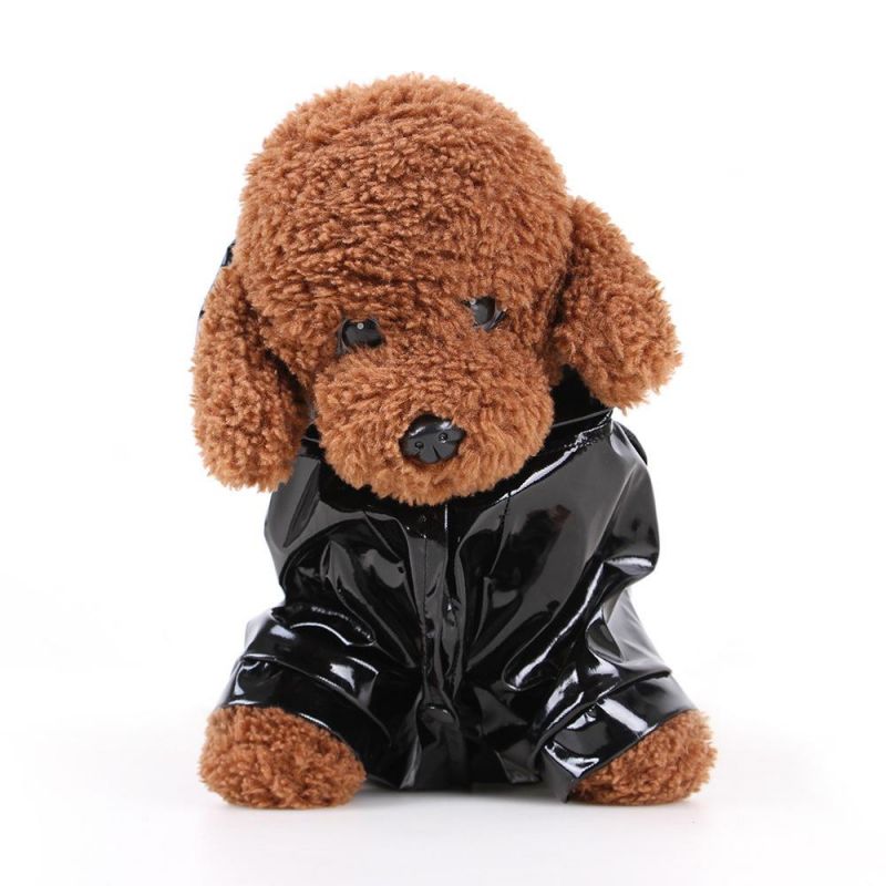 Pet Small Dog Raincoat PU Reflective Waterproof Clothes Hooded Rainwear