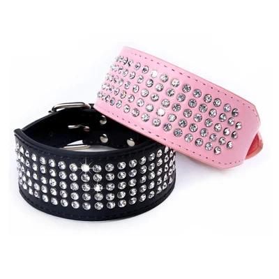 Gold Chain Dog Collar PU Light up Dog Collar Rhinestones Cuban Link Dog Collars