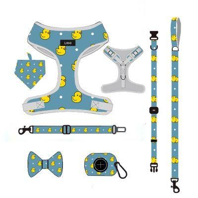 Pet Harness Custom Design Dog Harness Collar Leash Poo Bag Mesh Padding and Custom Logo