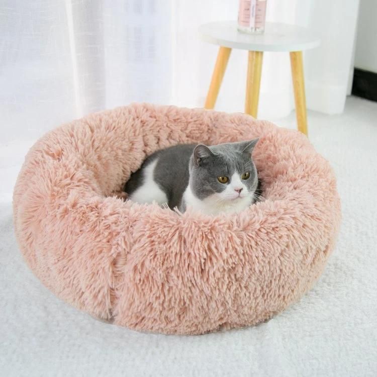 Hot Sale Popular Durable Many Colors Custom Color Available Autumn Winter Thickened Plush Donut Pet Bed for Cat Res