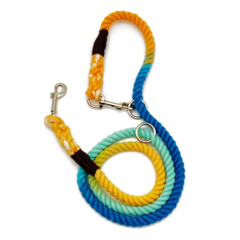 New Multi-Function Rope Leash Braided Rope Dog Leash Gradient Handmade 6FT Ombre Cotton Manufacturer OEM