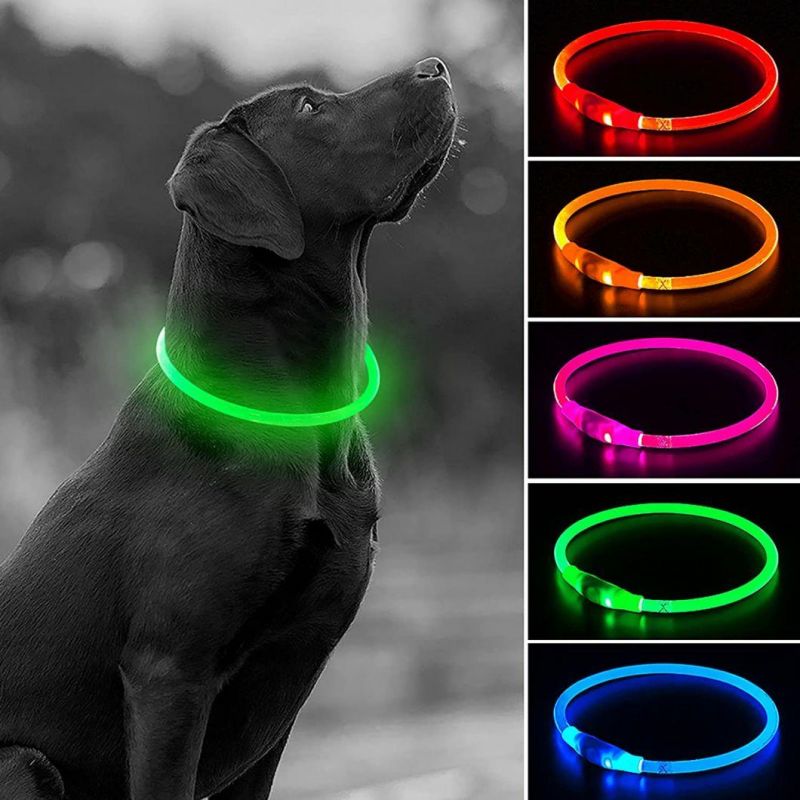 Spupps Light up Dog Collar with Water Resistant Cuttable Function for Small Medium Large Dogs