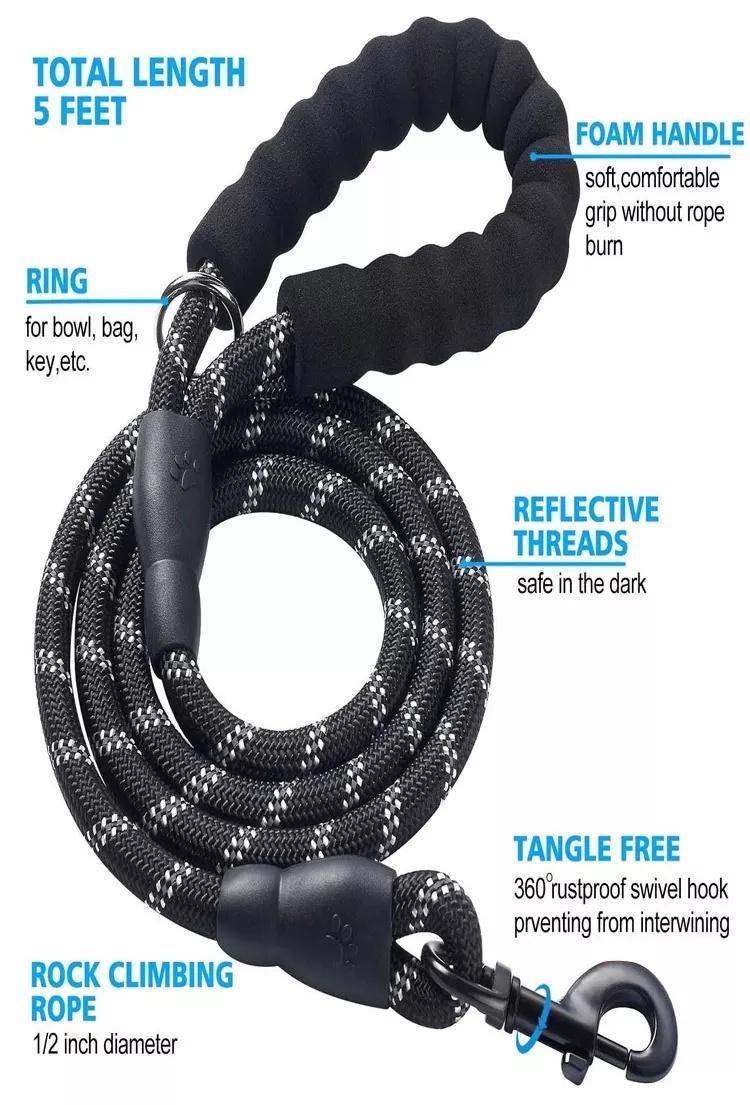 Dog Lead /Dog Leash with Comfortable Padded Handle and Highly Reflective Threads for Dogs