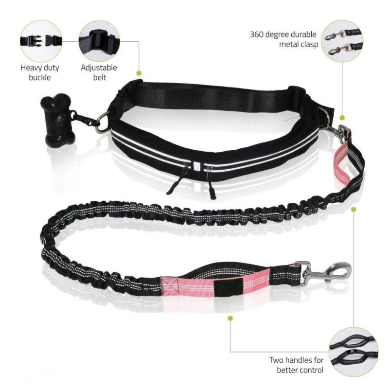 Hands Free Bungee Dog Leash with The Reflective Waist Belt for for Walking & Running with Small, Medium or Large Dogs