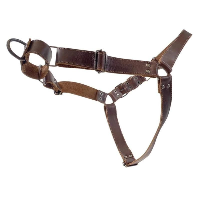 Comfortable Adjustable Full Grain Leather Dog Harness with Heavy Duty Metal and Handle for Large Dog Breeds