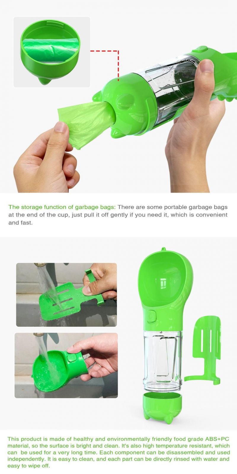 New Design Iron Plastic Cups Leak Proof Dog Portable Travel Pet Water Bottle