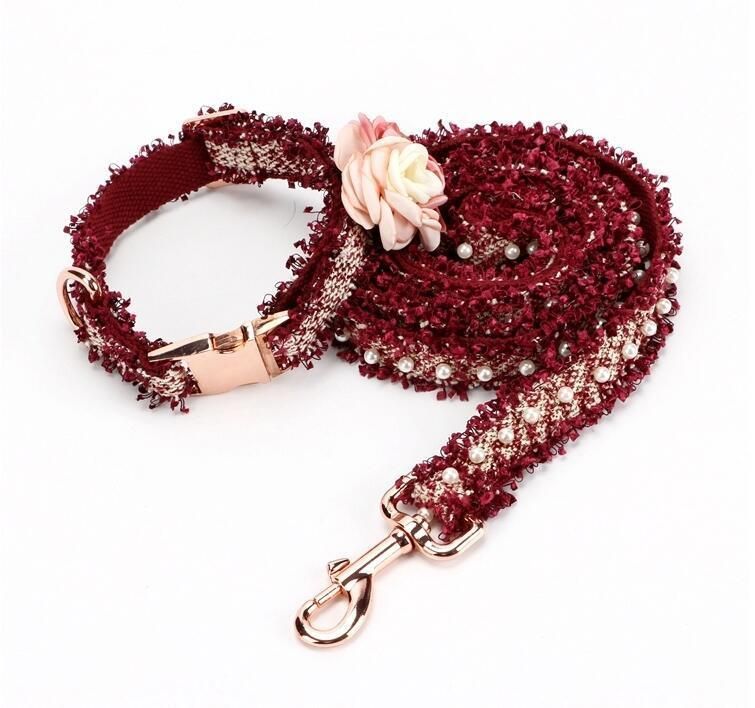 Custom Elegant Floral Dog Collar off Leash Set