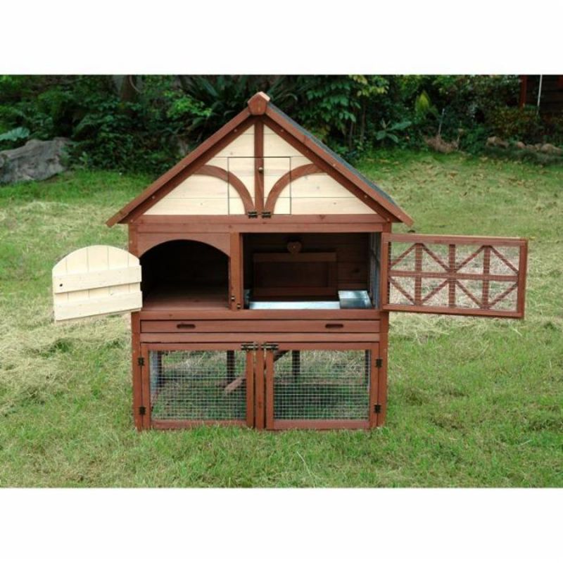 Two-Layer Solid Wooden Pet House Rabbit Bunny Wood Hutch