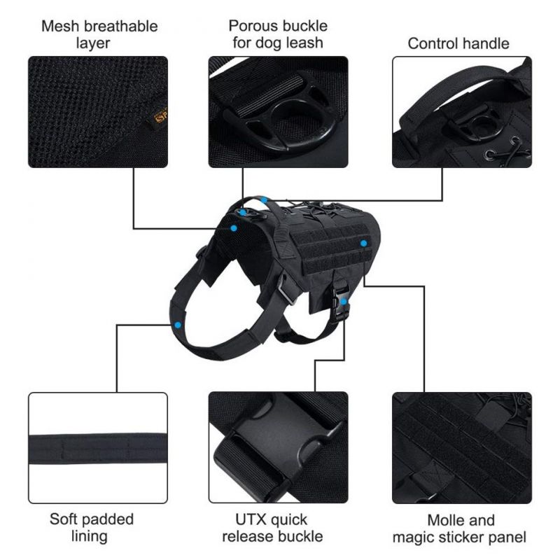 Military Dog Harness High Performance Dog Training Gear No-Pull Dog Vest with Durable Handle