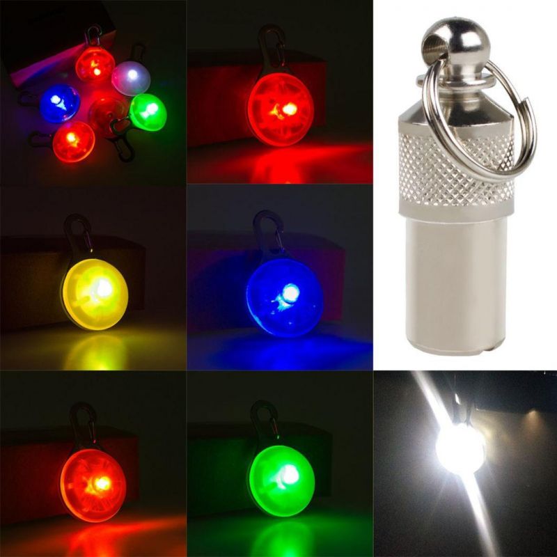 Dog Cat Pet Collar Light Waterproof LED Dog Collar Safety Night Walking Lights Keychain with Stainless Steel Carabiner