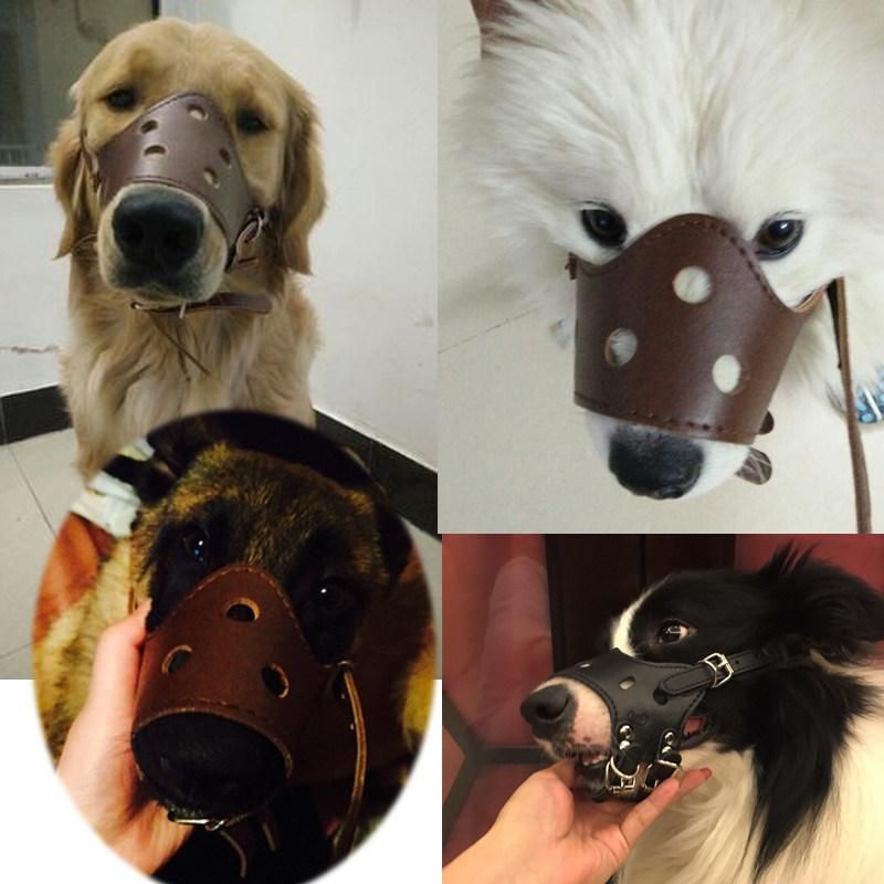 PU Leather Pet Products Adjustable Prevent Bite Pet Mask Dog Muzzle Dog Outdoor Pet Products