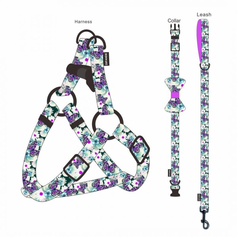 2021 Printed Pet Traction Rope Dog Harness Set Reflective Dog Chest Strap Suit Cat Rope Pet Supplies