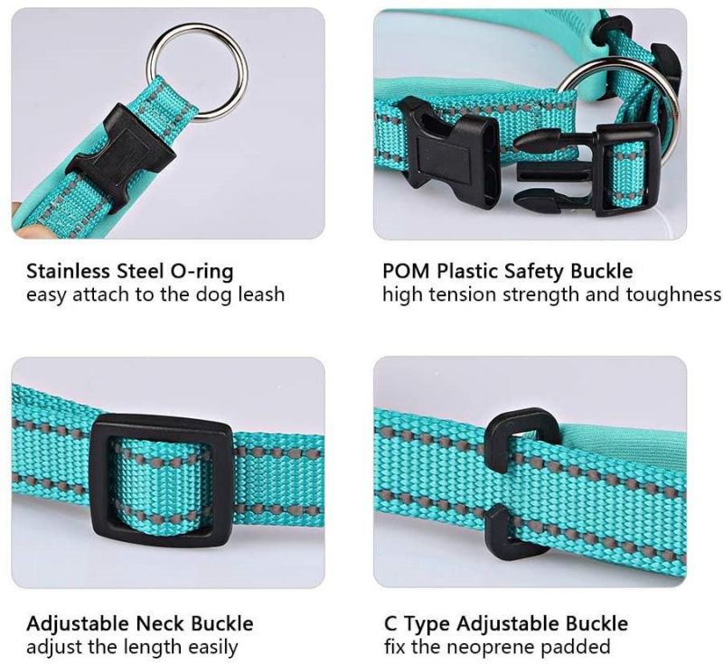 Adjustable Soft Padded Reflective Dog Collar with Multiple Colors