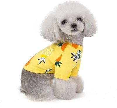 100% Cotton Dog Beach T-Shirt for Small Medium Cat Pineapple Summer Puppy Clothes