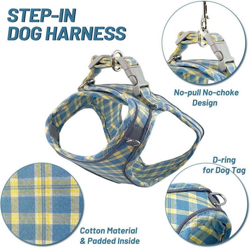 Pet Vest Harness with Reflective Tape Popular Plaid Dog Harness