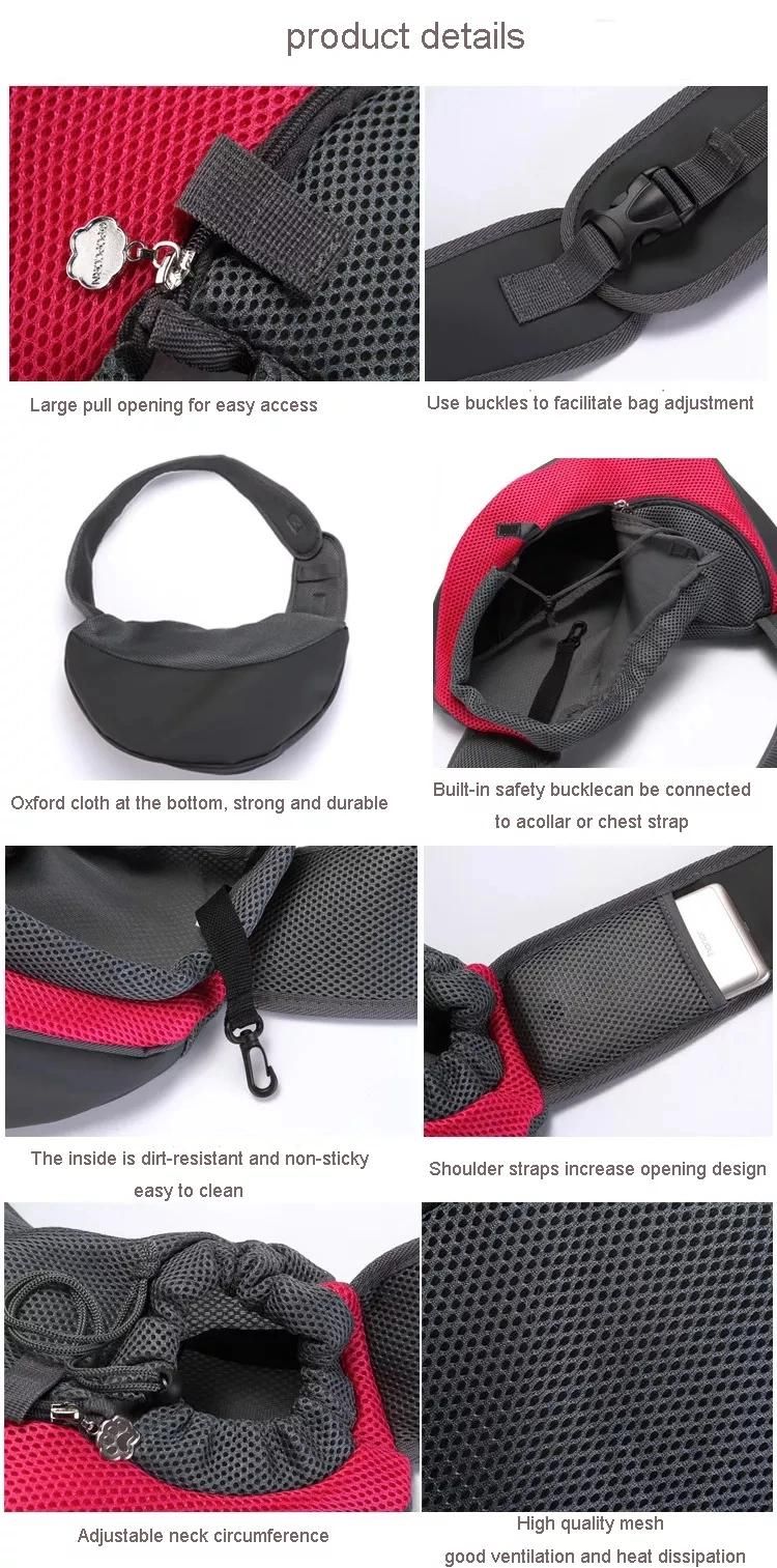 Breathable Mesh Travel Safe Sling Bag Carrier Adjustable Shoulder Strapfor Dogs and Cats Pet Sling Carrier for Outdoor