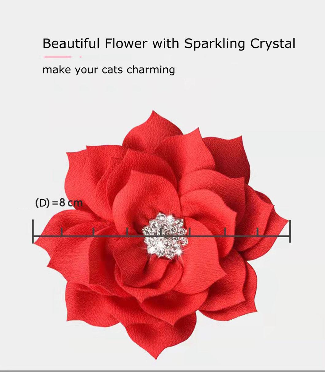 fashion Cat Collar with Beautiful Flower and Sparkling Rhinestone