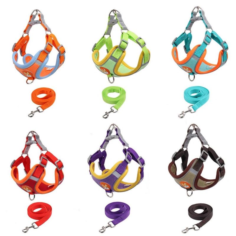 Soft Dog Harness Triple Layered Breathable Mesh Adjustable Chest Belt and Quick-Release Buckle