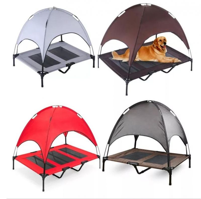 Outdoor Elevated Dog Cot Bed Raised Dog Bed with Removable Shade Canopy Tent