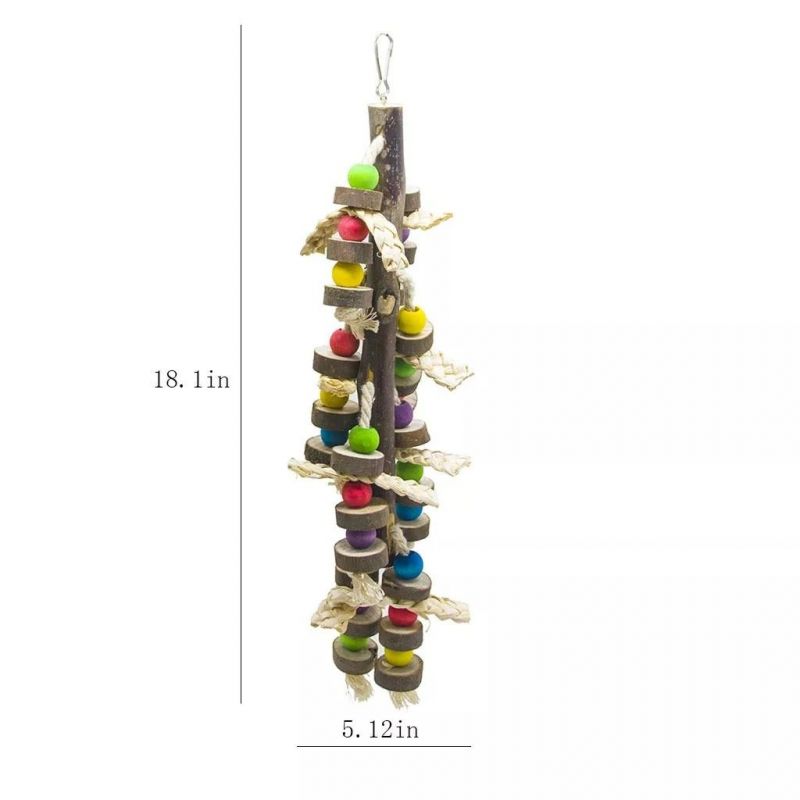 Wood Pet Bird Chew Bite Toy for Parrot Eco-Friendly Color Wooden Cotton Parrots Bird Chewing Toys-Blocks Parrot Tearing Toys