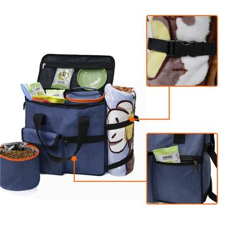 Wholesale Custom Logo Airline Approved Travel Weekend Organizer Luxury Carrier Tote Pet Dog Travel Bag with 2 Food Storage
