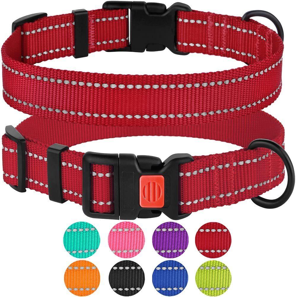 Reflective Dog Collar with Buckle Adjustable Safety Nylon Collars for Dogs